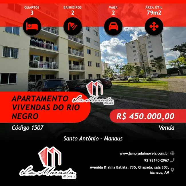 Foto 1 de Apartamento com 3 quartos à venda, 79m2 em Santo Antônio, Manaus - AM
