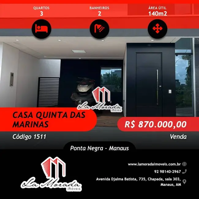Casa com 3 quartos à venda, 140m2 em Ponta Negra, Manaus - AM - imagem 1 Foto 1 de Casa com 3 quartos à venda, 140m2 em Ponta Negra, Manaus - AM