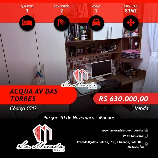 Apartamento com 3 quartos à venda, 83m2 em Parque 10 de Novembro, Manaus - AM - imagem 1 Foto 1 de Apartamento com 3 quartos à venda, 83m2 em Parque 10 de Novembro, Manaus - AM