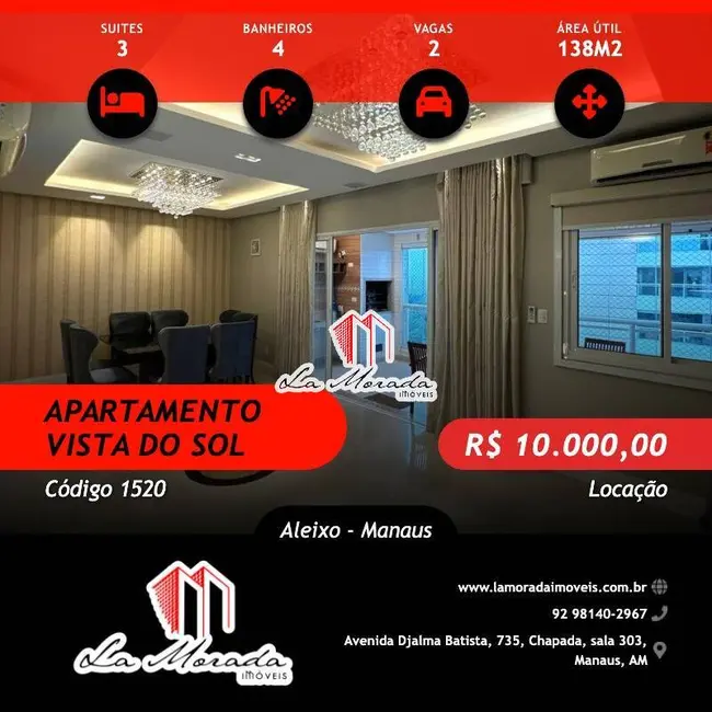 Foto 1 de Apartamento com 3 quartos para alugar, 138m2 em Aleixo, Manaus - AM