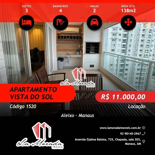Foto 1 de Apartamento com 3 quartos para alugar, 138m2 em Aleixo, Manaus - AM