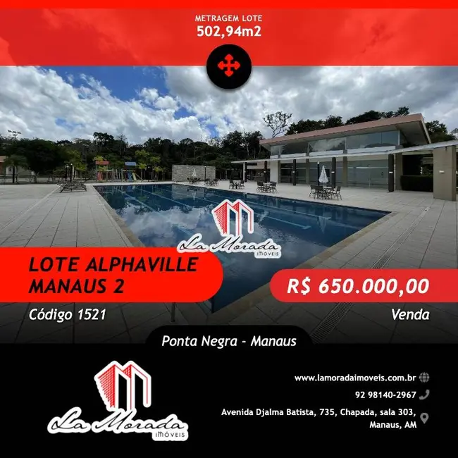 Terreno / Lote à venda, 503m2 em Ponta Negra, Manaus - AM - imagem 1 Foto 1 de Terreno / Lote à venda, 503m2 em Ponta Negra, Manaus - AM