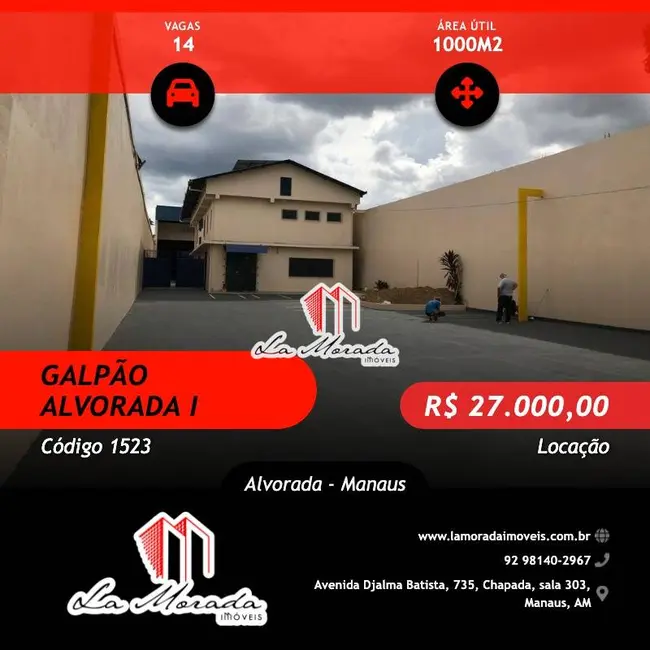 Foto 1 de Armazém / Galpão para alugar, 1000m2 em Alvorada, Manaus - AM