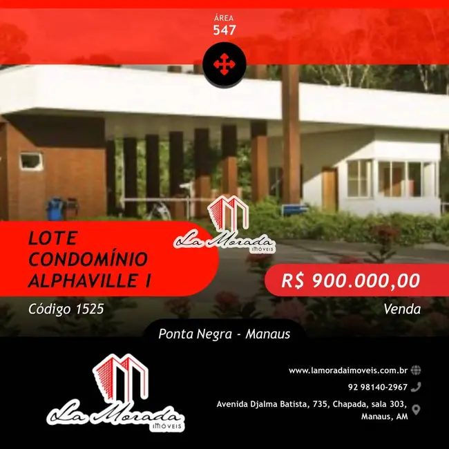 Foto 1 de Lote de Condomínio à venda, 547m2 em Ponta Negra, Manaus - AM