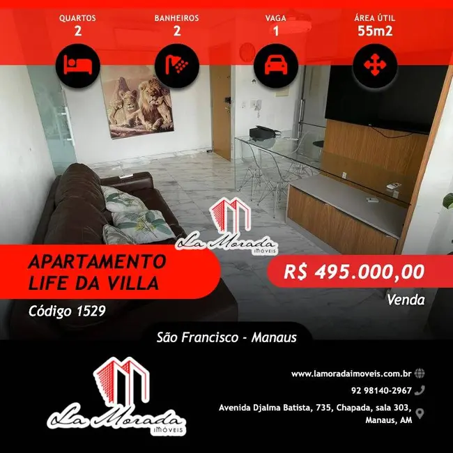 Foto 1 de Apartamento com 2 quartos à venda, 55m2 em São Francisco, Manaus - AM
