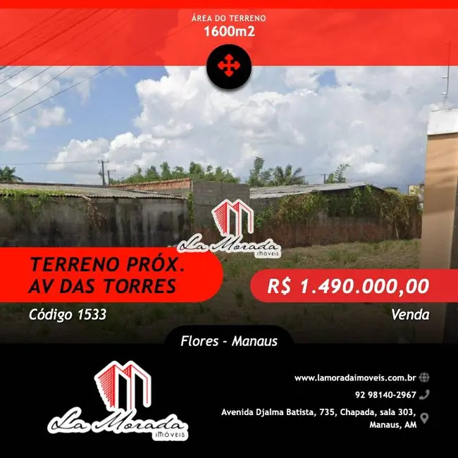 Foto 1 de Terreno / Lote à venda, 1600m2 em Flores, Manaus - AM