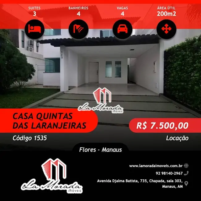 Foto 1 de Casa com 3 quartos para alugar, 200m2 em Flores, Manaus - AM