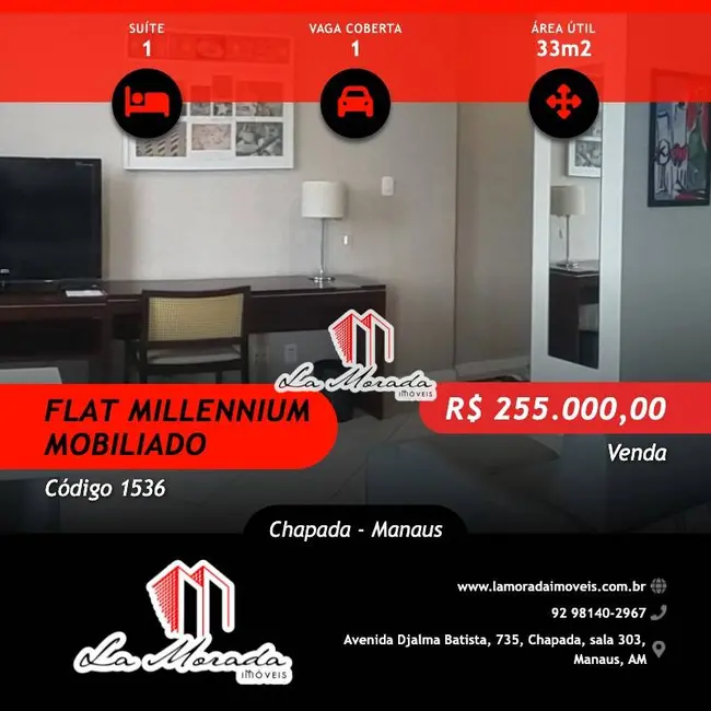 Foto 1 de Apartamento com 1 quarto à venda, 33m2 em Chapada, Manaus - AM