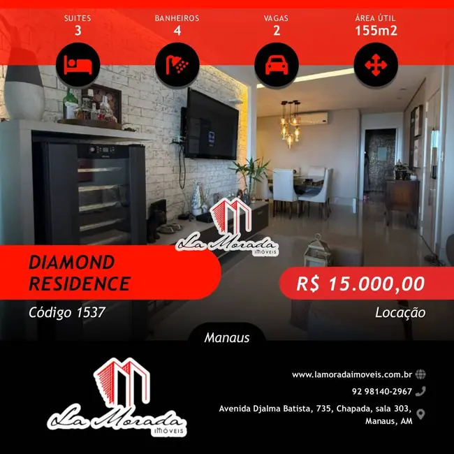 Foto 1 de Apartamento com 3 quartos para alugar, 155m2 em Adrianópolis, Manaus - AM
