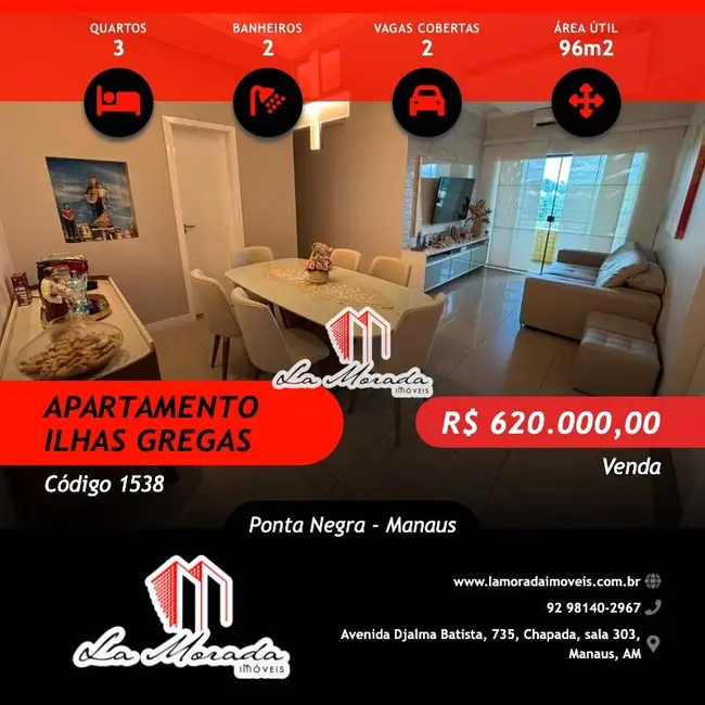 Apartamento com 3 quartos à venda, 96m2 em Ponta Negra, Manaus - AM - imagem 1 Foto 1 de Apartamento com 3 quartos à venda, 96m2 em Ponta Negra, Manaus - AM
