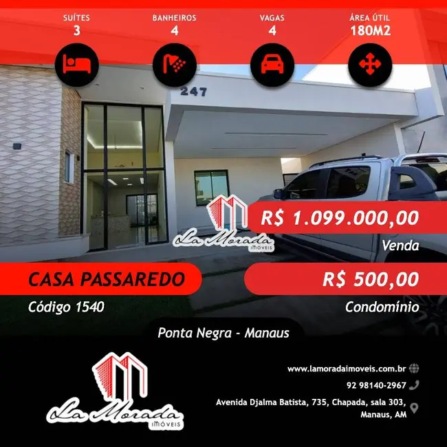 Casa com 3 quartos à venda, 180m2 em Ponta Negra, Manaus - AM - imagem 1 Foto 1 de Casa com 3 quartos à venda, 180m2 em Ponta Negra, Manaus - AM