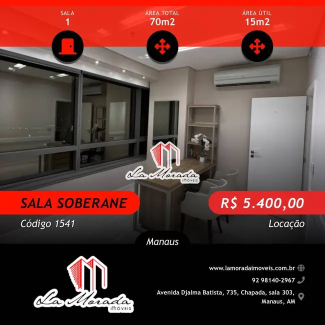 Foto 1 de Sala Comercial para alugar, 15m2 em Adrianópolis, Manaus - AM