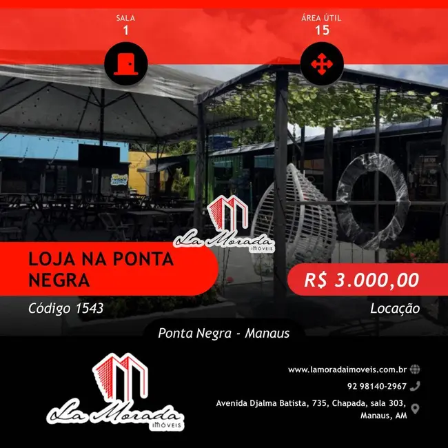 Foto 1 de Sala Comercial para alugar, 15m2 em Ponta Negra, Manaus - AM