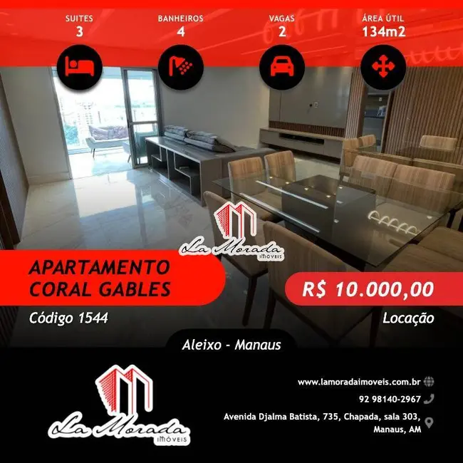 Foto 1 de Apartamento com 3 quartos para alugar, 134m2 em Aleixo, Manaus - AM