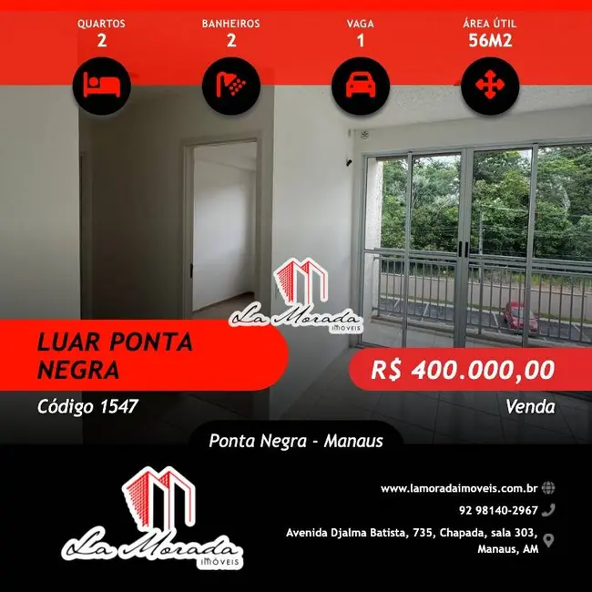 Foto 1 de Apartamento com 2 quartos à venda, 56m2 em Ponta Negra, Manaus - AM