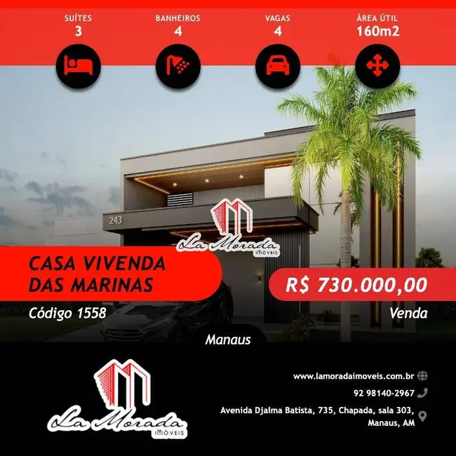 Casa com 3 quartos à venda, 160m2 em Ponta Negra, Manaus - AM - imagem 1 Foto 1 de Casa com 3 quartos à venda, 160m2 em Ponta Negra, Manaus - AM
