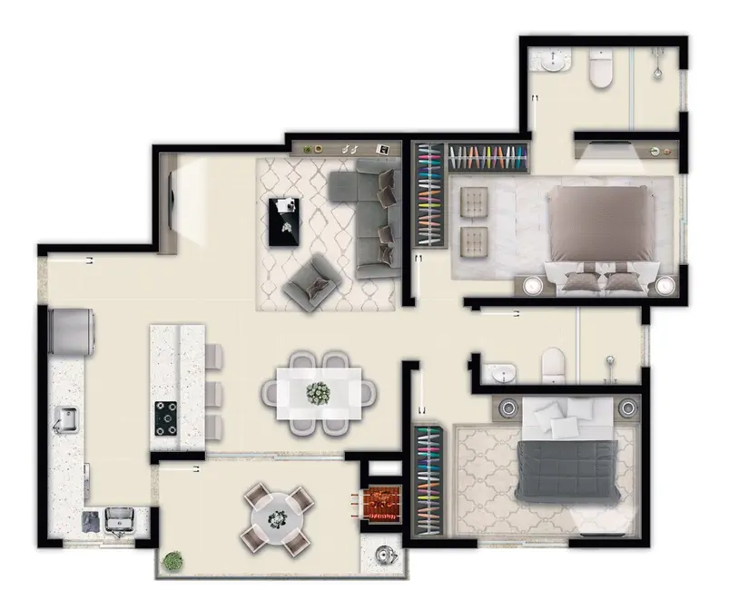 Apartamento com 2 quartos à venda, 73m2 em Pagani, Palhoca - SC - imagem 9 Foto 9 de Apartamento com 2 quartos à venda, 73m2 em Pagani, Palhoca - SC