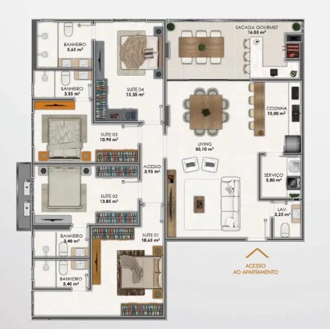 Foto 7 de Apartamento com 3 quartos à venda, 133m2 em Meia Praia, Itapema - SC