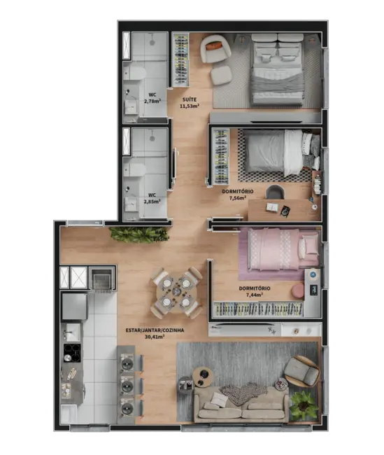 Foto 6 de Apartamento com 3 quartos à venda, 79m2 em Guaiba - RS