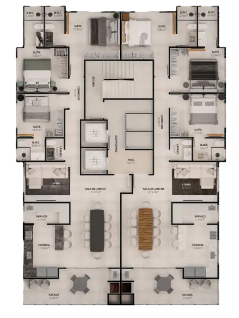 Foto 9 de Apartamento com 3 quartos à venda, 131m2 em Meia Praia, Itapema - SC