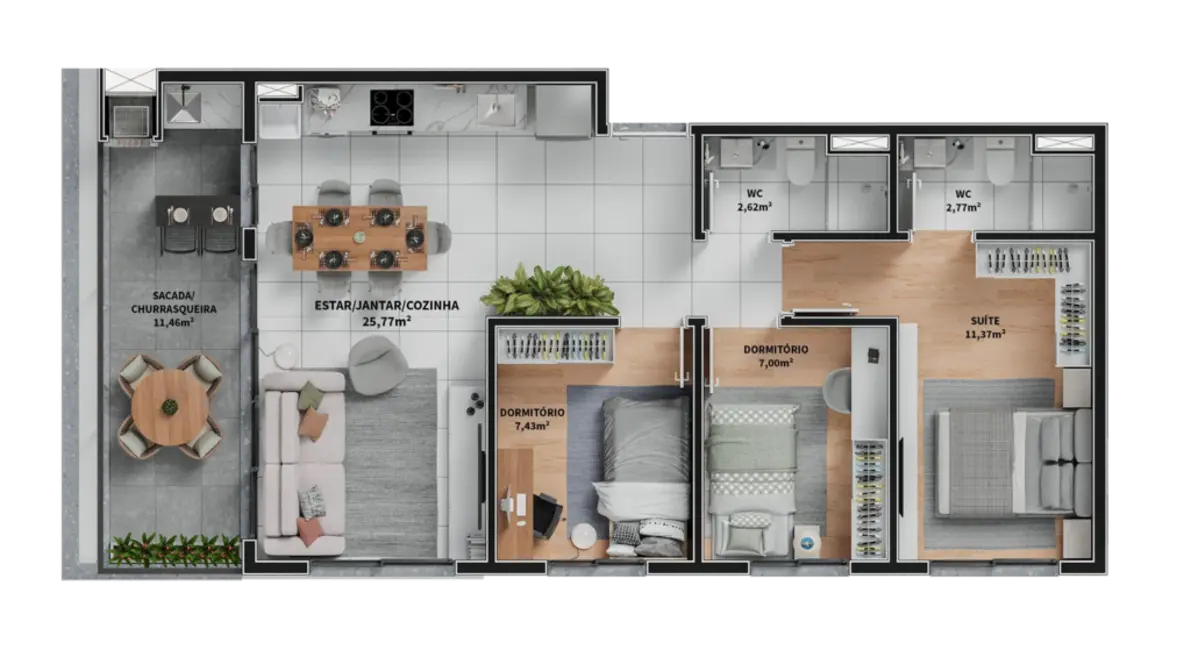 Foto 8 de Apartamento com 3 quartos à venda, 74m2 em Guaiba - RS