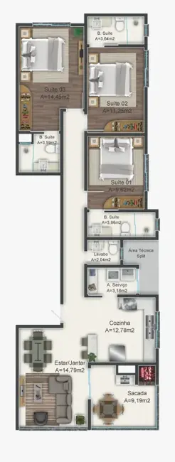 Foto 9 de Apartamento com 3 quartos à venda, 110m2 em Meia Praia, Itapema - SC