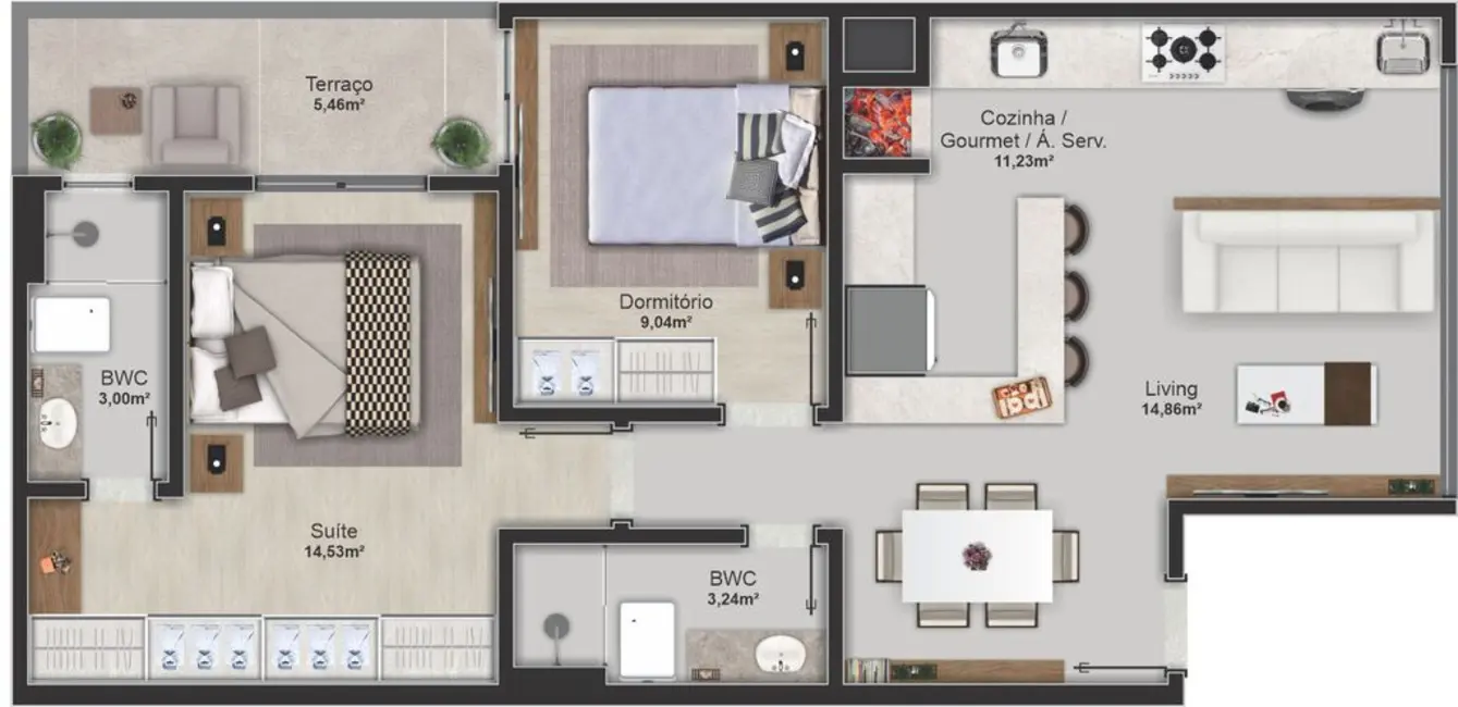 Apartamento com 2 quartos à venda, 68m2 em Nações, Balneario Camboriu - SC - imagem 7 Foto 7 de Apartamento com 2 quartos à venda, 68m2 em Nações, Balneario Camboriu - SC