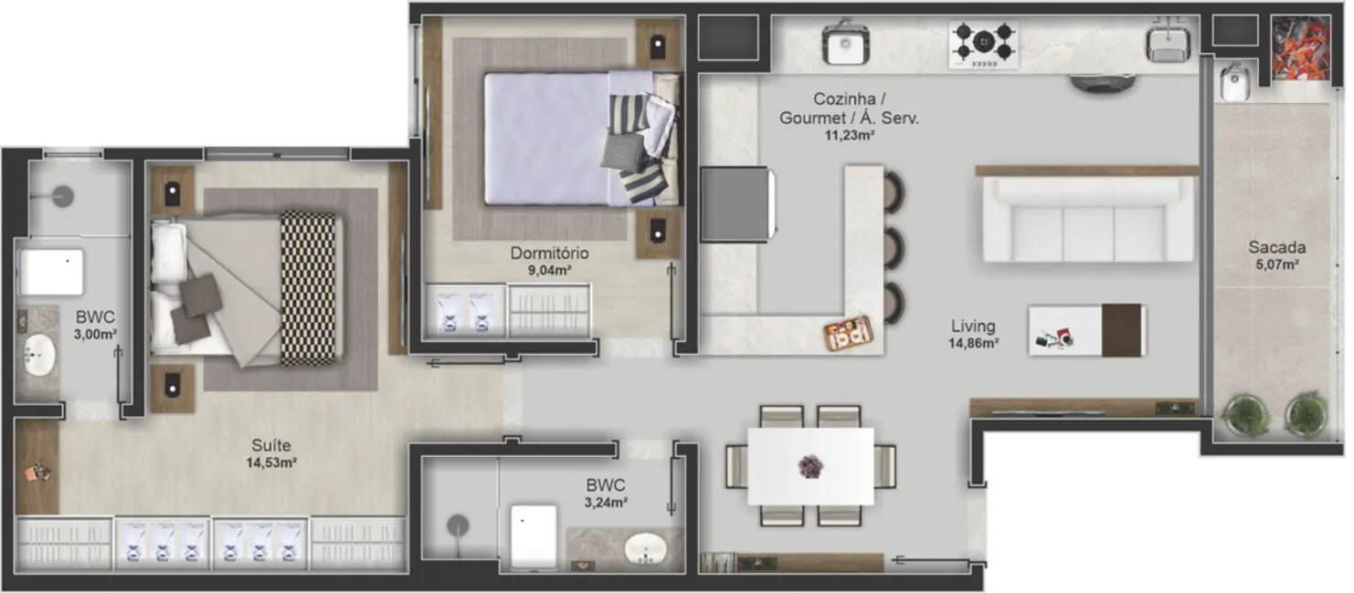 Apartamento com 2 quartos à venda, 68m2 em Nações, Balneario Camboriu - SC - imagem 8 Foto 8 de Apartamento com 2 quartos à venda, 68m2 em Nações, Balneario Camboriu - SC