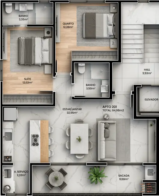 Foto 7 de Apartamento com 2 quartos à venda, 83m2 em Bombinhas - SC