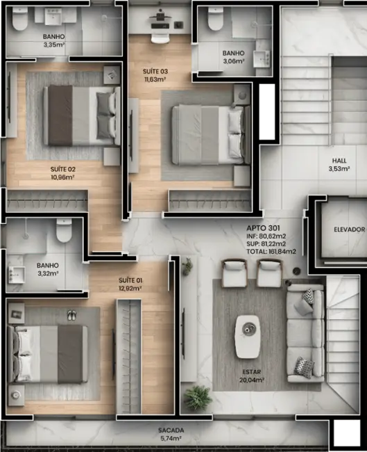Foto 9 de Apartamento com 2 quartos à venda, 83m2 em Bombinhas - SC