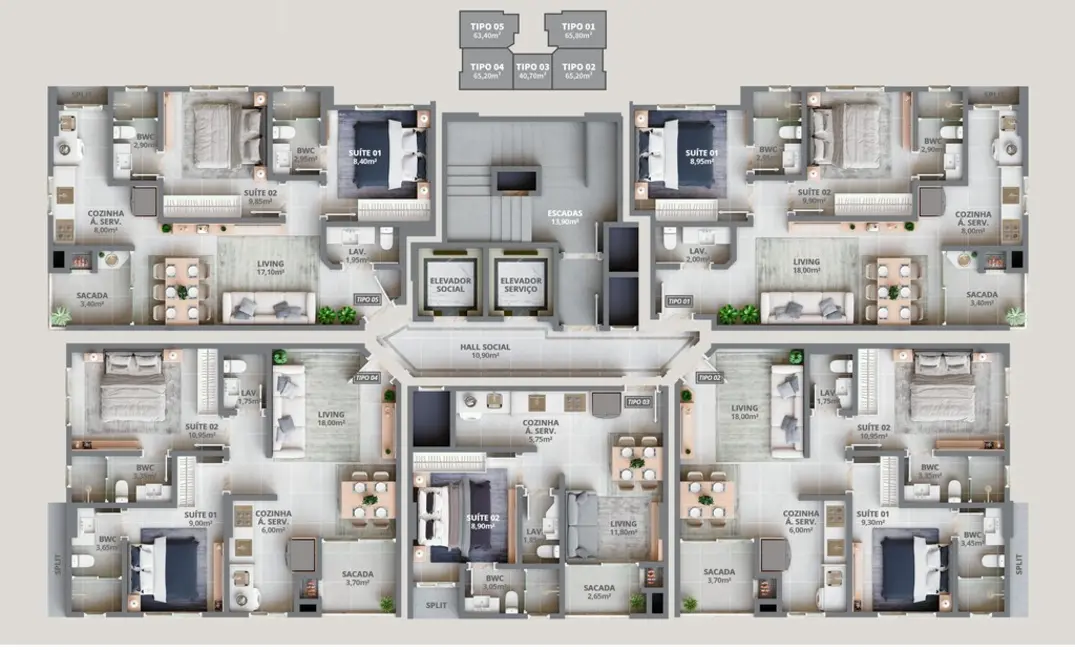 Foto 2 de Apartamento com 1 quarto à venda, 43m2 em Itapema - SC