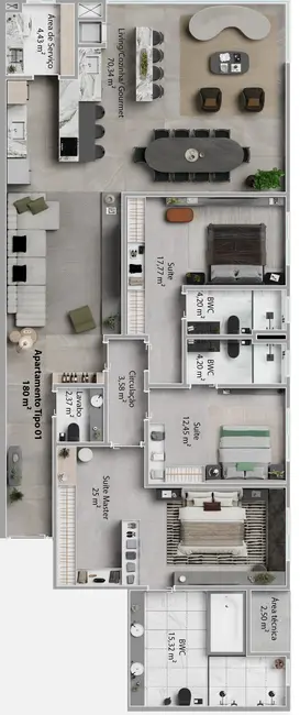 Foto 3 de Apartamento com 3 quartos à venda, 170m2 em Porto Belo - SC