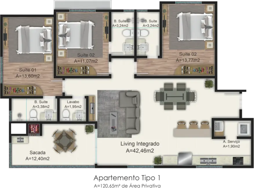 Foto 6 de Apartamento com 3 quartos à venda, 114m2 em Meia Praia, Itapema - SC