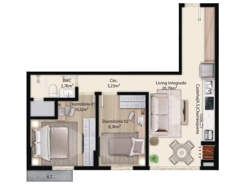 Foto 2 de Apartamento com 2 quartos à venda, 54m2 em Itapema - SC