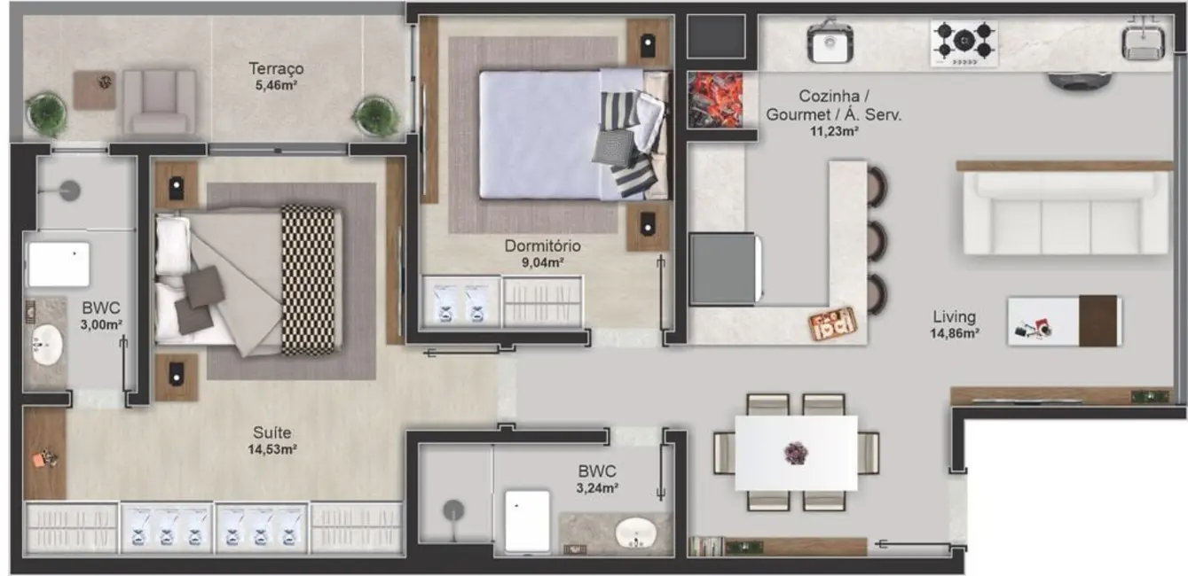 Apartamento com 2 quartos à venda, 71m2 em Nações, Balneario Camboriu - SC - imagem 7 Foto 7 de Apartamento com 2 quartos à venda, 71m2 em Nações, Balneario Camboriu - SC