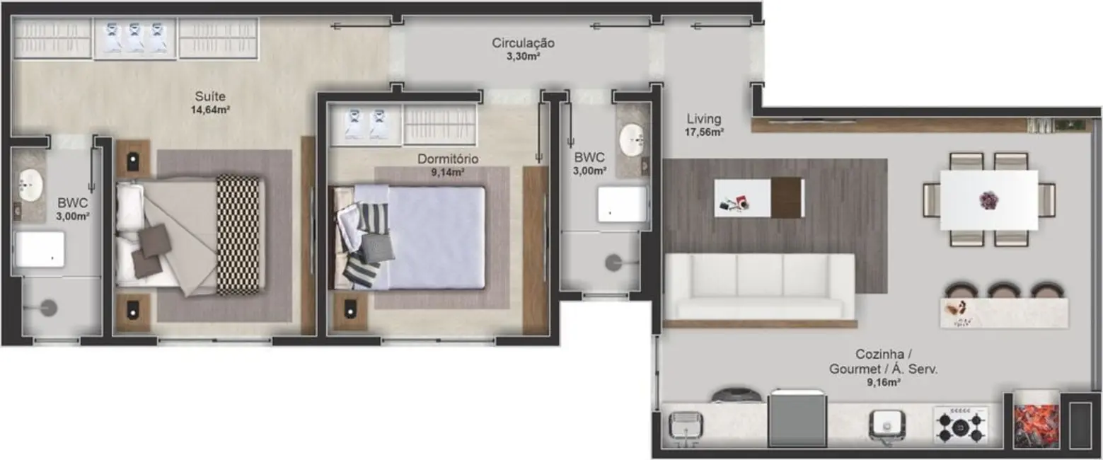 Apartamento com 2 quartos à venda, 71m2 em Nações, Balneario Camboriu - SC - imagem 6 Foto 6 de Apartamento com 2 quartos à venda, 71m2 em Nações, Balneario Camboriu - SC