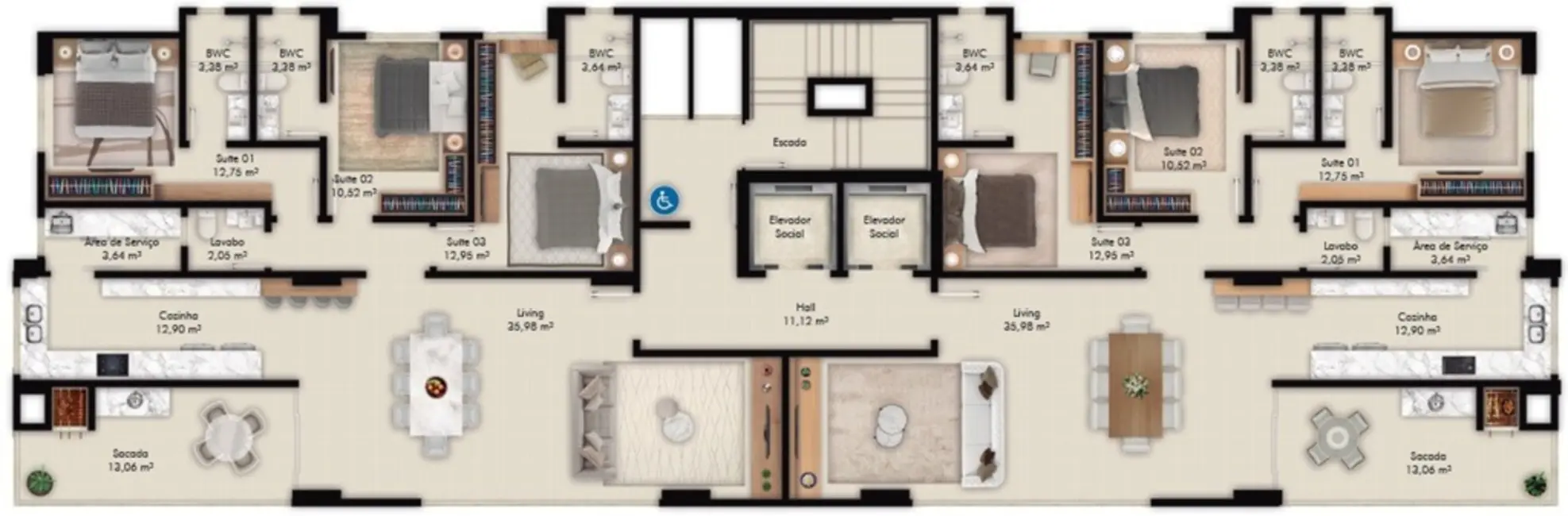 Foto 9 de Apartamento com 3 quartos à venda, 135m2 em Meia Praia, Itapema - SC