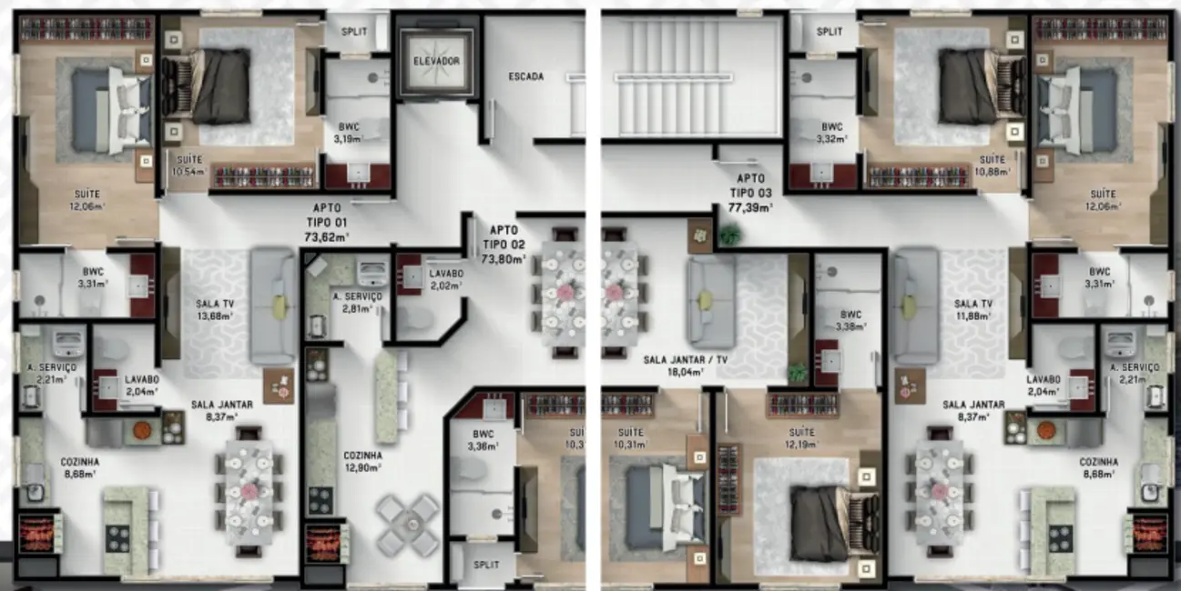 Foto 8 de Cobertura com 3 quartos à venda, 147m2 em Bombinhas - SC