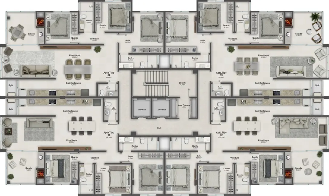 Foto 9 de Apartamento com 3 quartos à venda, 110m2 em Meia Praia, Itapema - SC