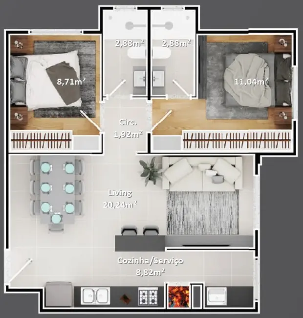 Apartamento com 2 quartos à venda, 65m2 em Nações, Balneario Camboriu - SC - imagem 9 Foto 9 de Apartamento com 2 quartos à venda, 65m2 em Nações, Balneario Camboriu - SC