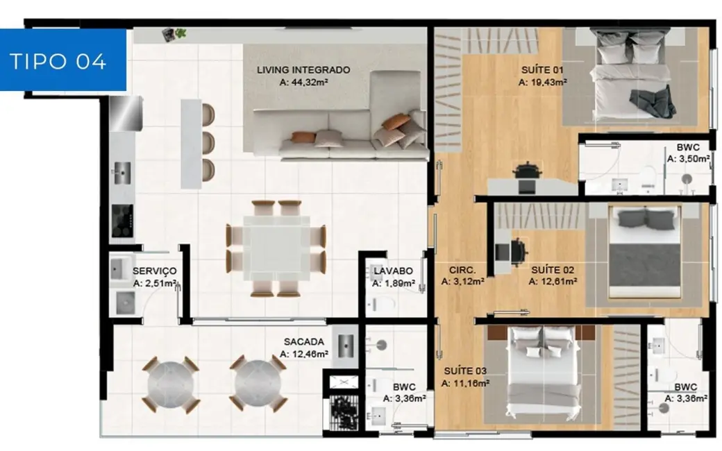 Apartamento com 3 quartos à venda, 150m2 em Porto Belo - SC - imagem 9 Foto 9 de Apartamento com 3 quartos à venda, 150m2 em Porto Belo - SC