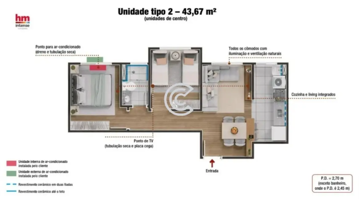 Foto 4 de Apartamento com 2 quartos à venda, 44m2 em Jardim Ibirapuera, Campinas - SP