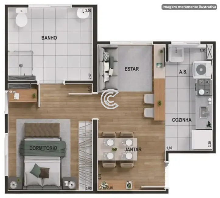 Foto 3 de Apartamento com 1 quarto à venda, 43m2 em Jardim Ibirapuera, Campinas - SP