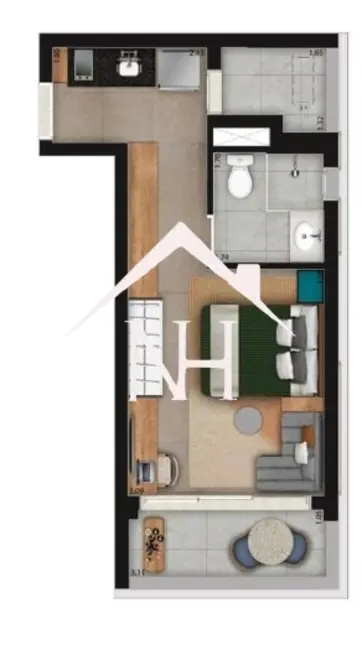 Apartamento com 1 quarto à venda, 32m2 em Moema, São Paulo - SP - imagem 9 Foto 9 de Apartamento com 1 quarto à venda, 32m2 em Moema, São Paulo - SP