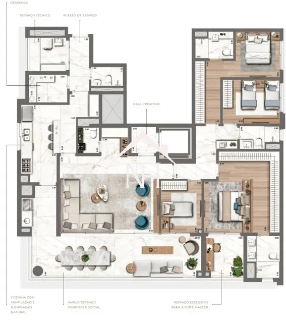 Foto 2 de Apartamento com 4 quartos à venda, 212m2 em Cerqueira César, São Paulo - SP