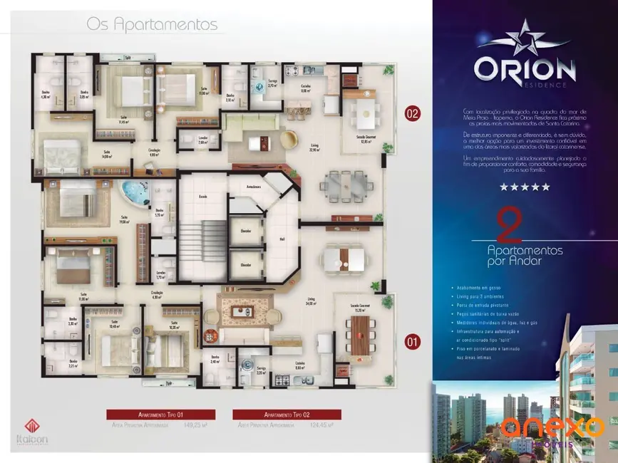 Foto 4 de Apartamento com 3 quartos à venda, 124m2 em Meia Praia, Itapema - SC