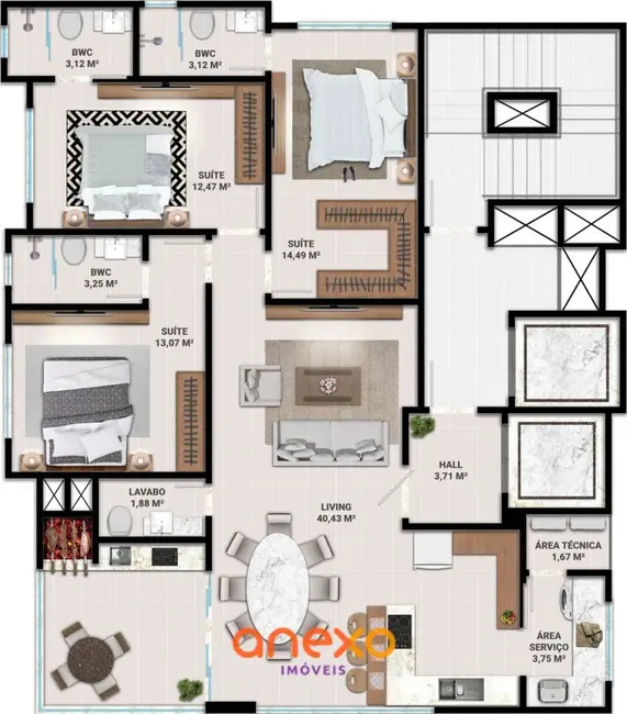 Foto 6 de Apartamento com 3 quartos à venda, 114m2 em Meia Praia, Itapema - SC