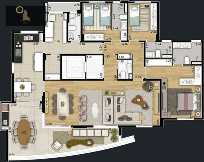 Apartamento com 3 quartos à venda, 185m2 em Vila Embaré, Valinhos - SP - imagem 3 Foto 3 de Apartamento com 3 quartos à venda, 185m2 em Vila Embaré, Valinhos - SP