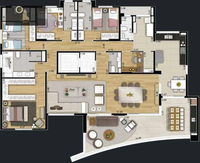 Foto 2 de Apartamento com 3 quartos à venda, 185m2 em Vila Embaré, Valinhos - SP