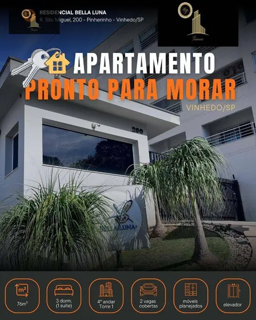 Foto 1 de Apartamento com 3 quartos à venda, 76m2 em Vinhedo - SP